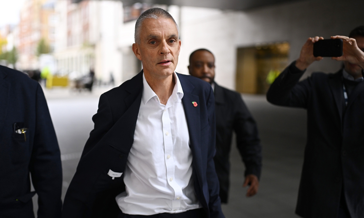 Former BBC director general Tim Davie arrives at Broadcasting House on November 11, 2025 in London, UK. Davie and BBC CEO of News Deborah Turness resigned as US President Donald Trump has threatened a $1 billion lawsuit against the British broadcaster, alleging a BBC Panorama episode made 