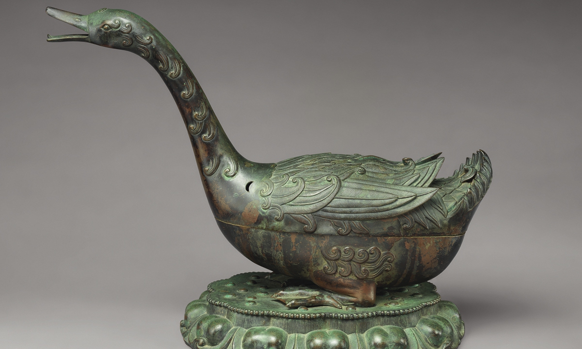 a goose-shaped incense burner of Ming Dynasty collected at the Metropolitan Museum of Art in New York Photo: Courtesy of the Shanghai Museum