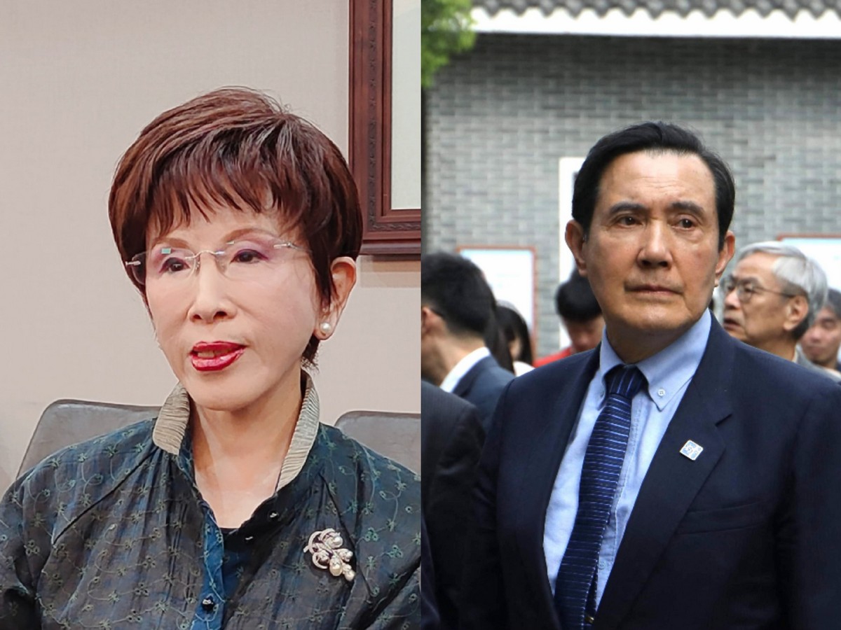 Photos of former Kuomintang (KMT) chairpersons Hung Hsiu-chu and Ma Ying-jeou