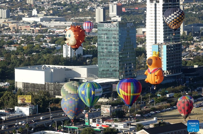 Hot air balloons of different shapes rise during the 2025 International Balloon Festival in Leon, Guanajuato State, Mexico, on Nov. 14, 2025. Photo: Xinhua