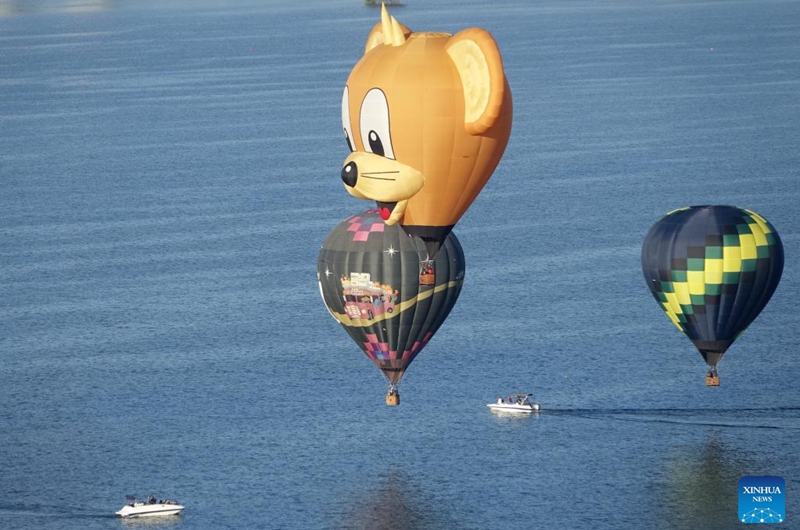 Hot air balloons of different shapes rise during the 2025 International Balloon Festival in Leon, Guanajuato State, Mexico, on Nov. 14, 2025. Photo: Xinhua