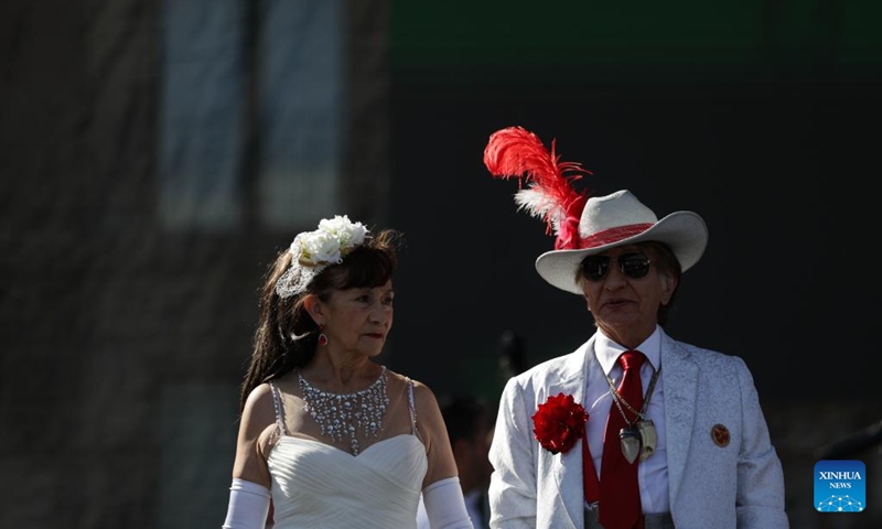 People attend a public danzon dance event at Zocalo Square in Mexico City, capital of Mexico, on Nov. 16, 2025. (Xinhua/Francisco Canedo)