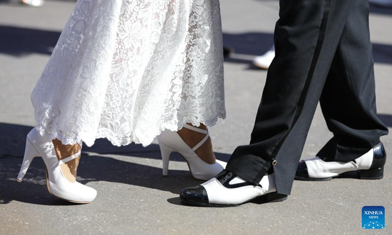 People attend a public danzon dance event at Zocalo Square in Mexico City, capital of Mexico, on Nov. 16, 2025. (Xinhua/Francisco Canedo)