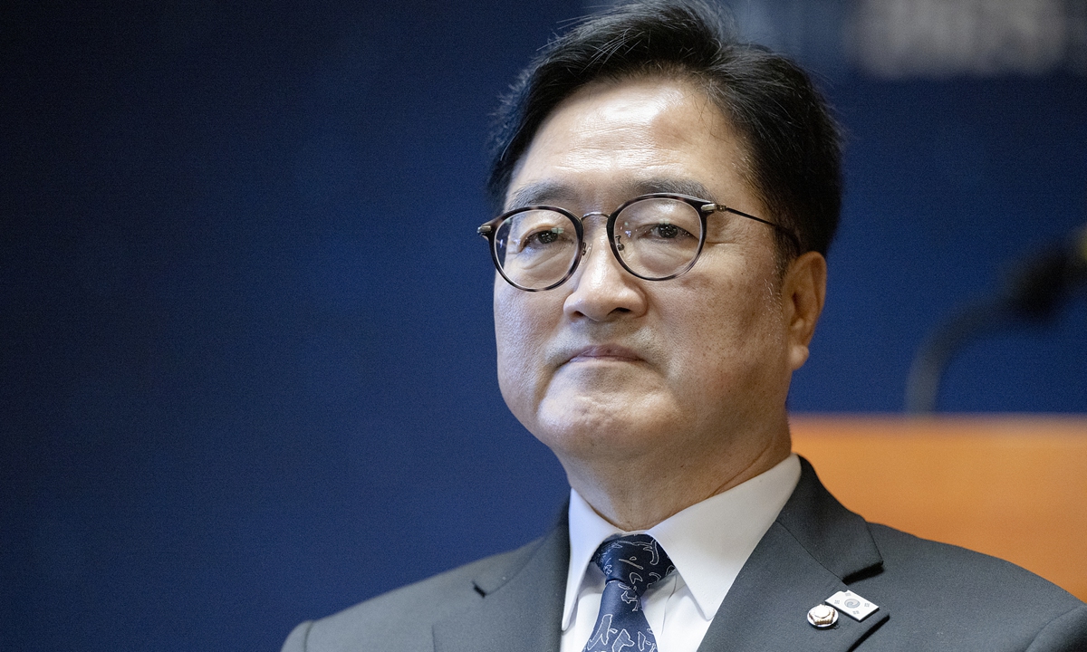 South Korea's National Assembly Speaker Woo Won-shik attends the National Assembly Joint Declaration Ceremony for Social Dialogue at Sarangjae Hall in the National Assembly in Yeouido, Seoul, South Korea, on October 15, 2025. Photo: VCG