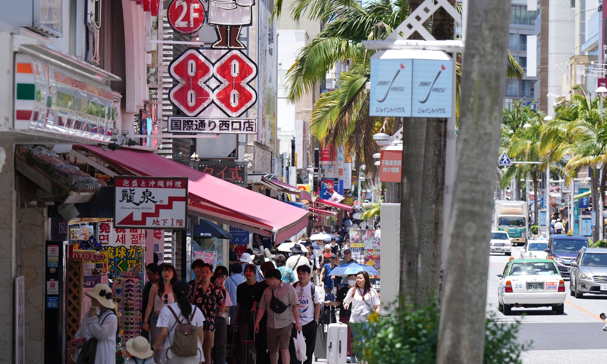 Tourists visit Kokusai Street in Naha City, Okinawa Prefecture, Japan, on June 22, 2025. Photo: VCG