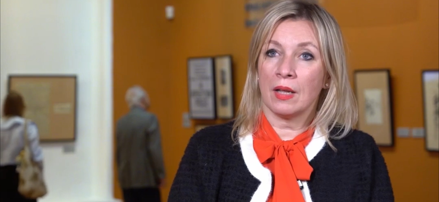 Russian Foreign Ministry spokeswoman Maria Zakharova receives an interview with China's Xinhua News Agency on November 18, 2025, in Moscow. Photo: Xinhua video screenshot

