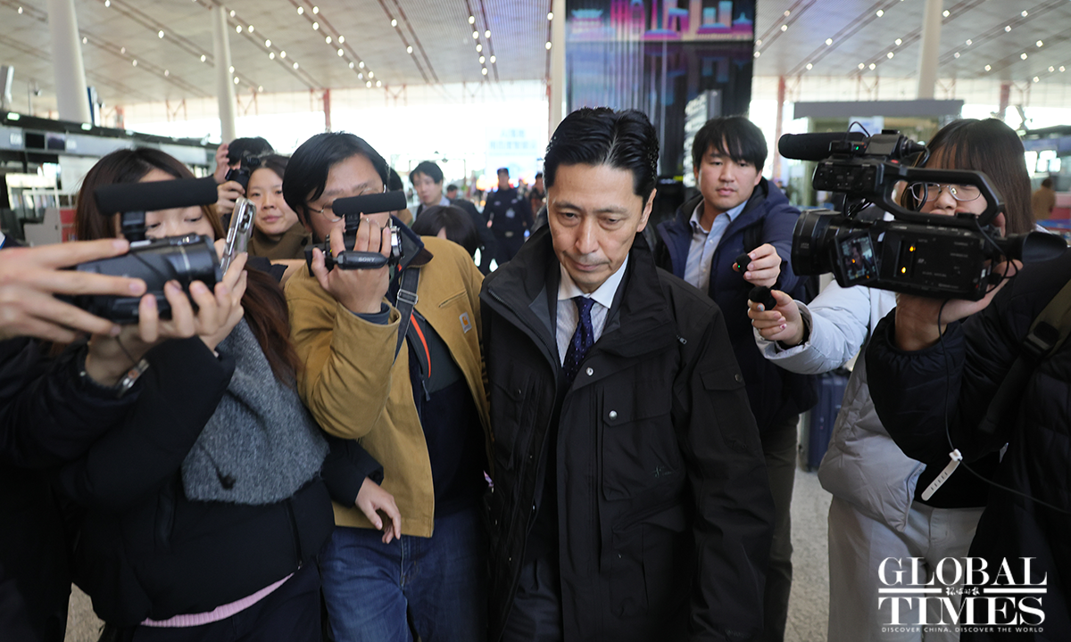 Japanese diplomat Masaaki Kanai leaves China after meeting with Chinese official. Photo: Li Hao/Global Times