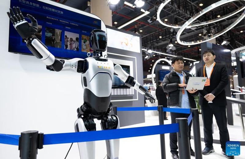 A robot with perception and motion control functions is seen during the 2025 China 5G + Industrial Internet Conference in Wuhan, central China's Hubei Province, Nov. 21, 2025. The conference kicked off here on Friday and will run through Sunday. Photo: Xinhua