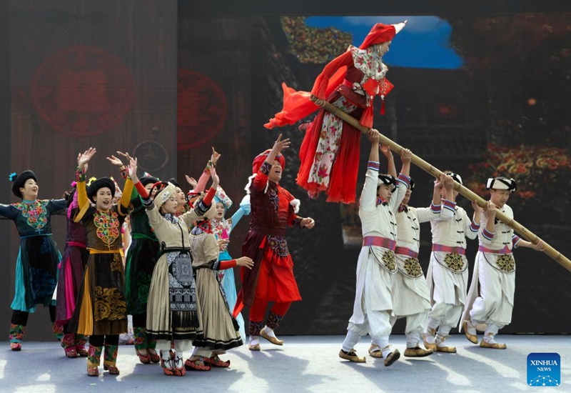 This photo taken on Nov. 20, 2025 shows a scene at an event celebrating the Qiang New Year in Wenchuan County, Aba Tibetan and Qiang Autonomous Prefecture, southwest China's Sichuan Province. An event celebrating the Qiang New Year was held here from Wednesday to Thursday, featuring a series of activities. (Photo by Lan Hongguang/Xinhua)