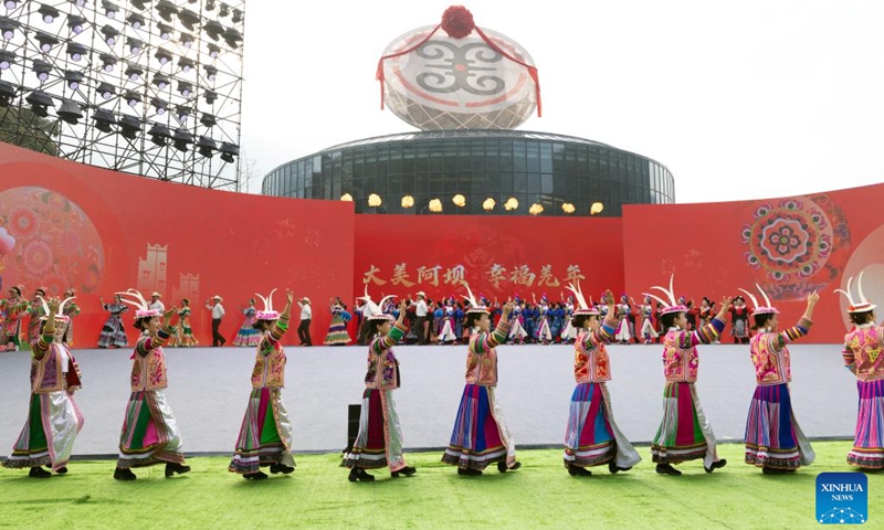 This photo taken on Nov. 20, 2025 shows a scene at an event celebrating the Qiang New Year in Wenchuan County, Aba Tibetan and Qiang Autonomous Prefecture, southwest China's Sichuan Province. An event celebrating the Qiang New Year was held here from Wednesday to Thursday, featuring a series of activities. (Photo by Lan Hongguang/Xinhua)