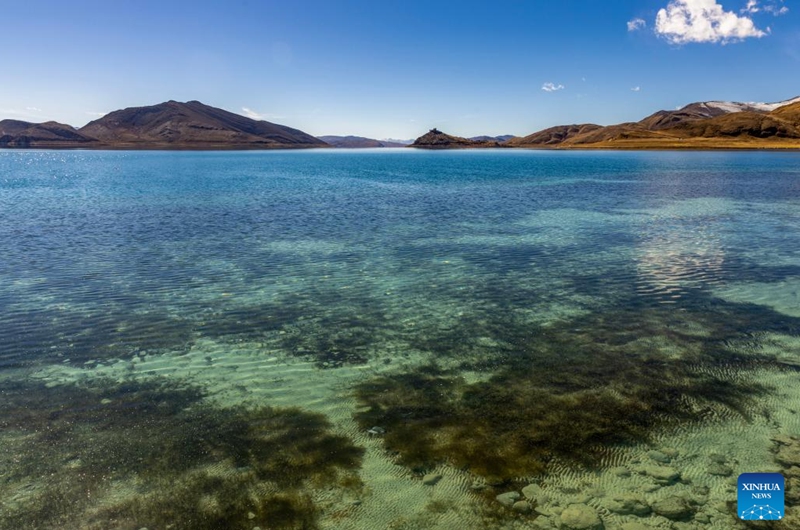 This photo taken on Nov. 20, 2025 shows the scenery of the Yamzbog Yumco Lake in southwest China's Xizang Autonomous Region. (Xinhua/Li Jian)