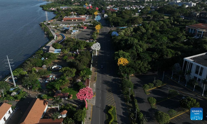 This aerial drone photo taken on Nov. 17, 2025 shows a city view of Managua, Nicaragua. (Xinhua/Li Mengxin)