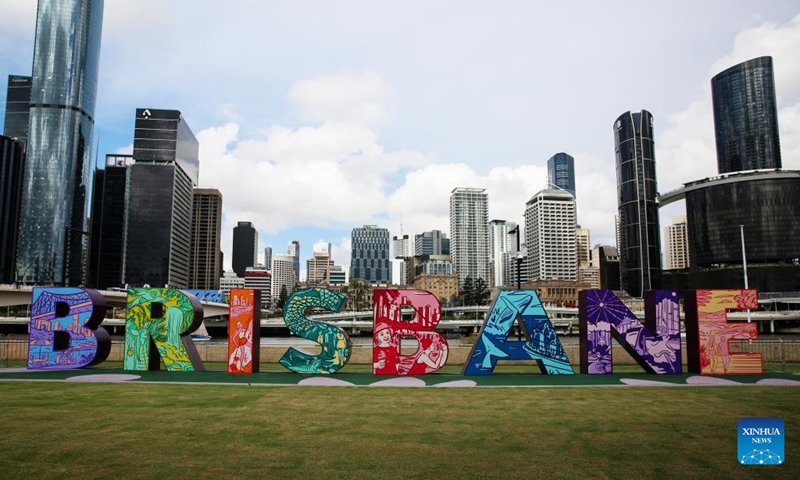 This photo taken on Nov. 21, 2025 shows the Brisbane sign in Brisbane, Queensland, Australia. (Xinhua/Ma Ping)