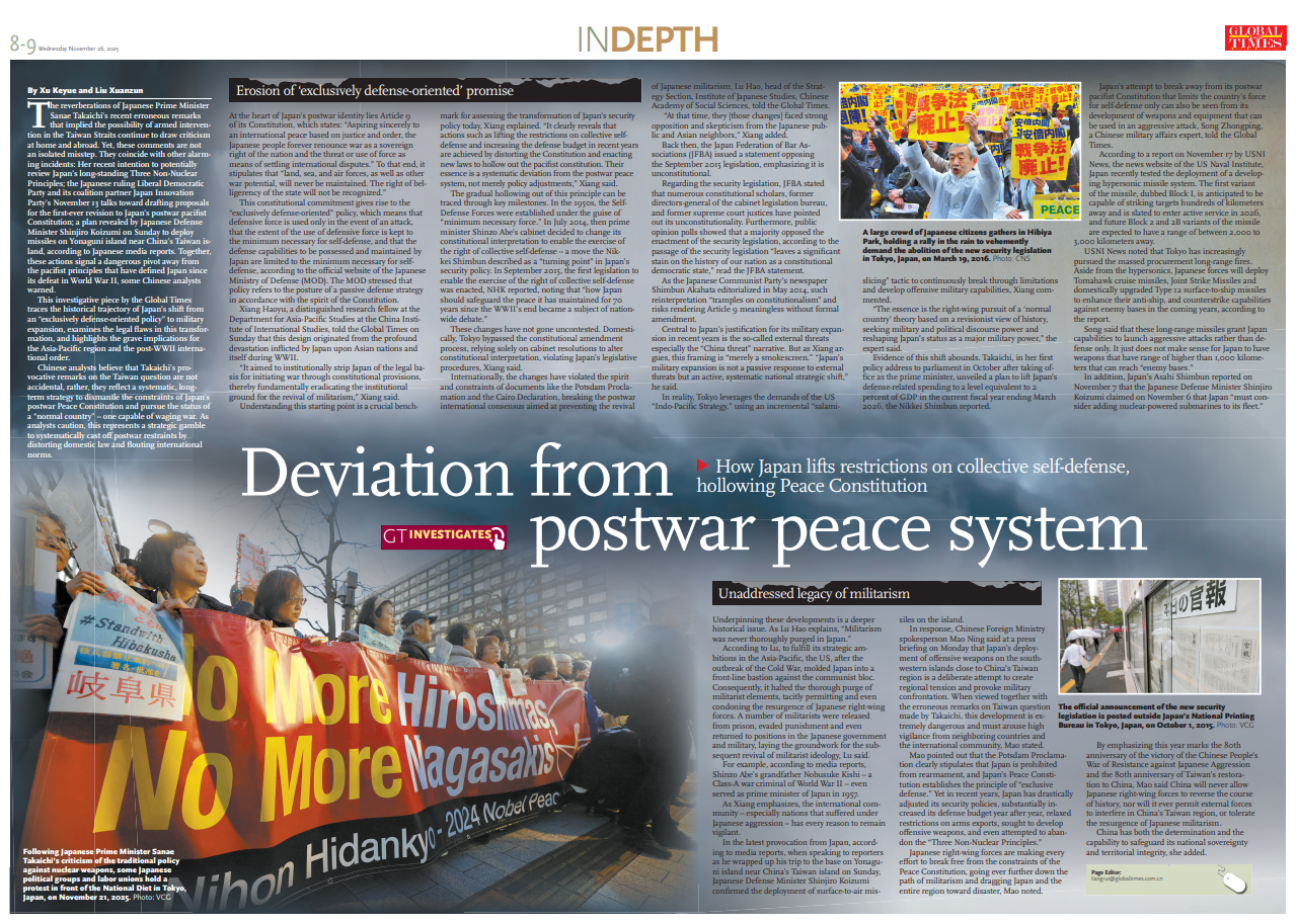 Deviation from postwar peace system