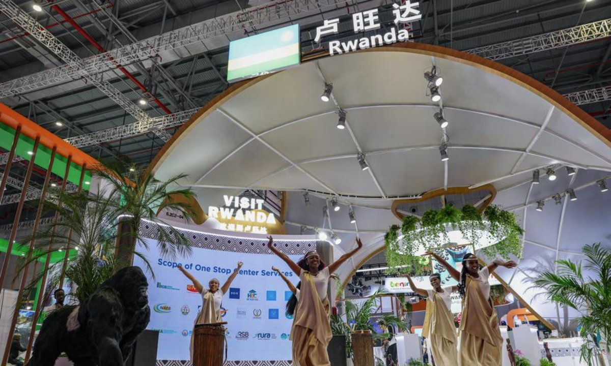 Dancers perform at the Rwanda Pavilion of the eighth China International Import Expo (CIIE) in east China's Shanghai, Nov. 5, 2025. (Xinhua/Wang Zecong)