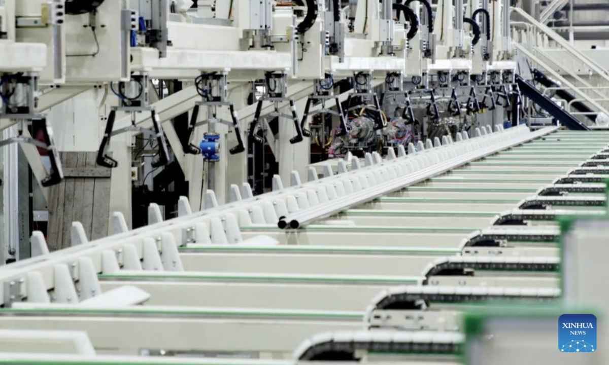 This photo taken on Oct. 27, 2025 shows the production line of the phase-two cold-finishing plant of Swedish steel giant Alleima AB in Zhenjiang, east China's Jiangsu Province. (Xinhua)