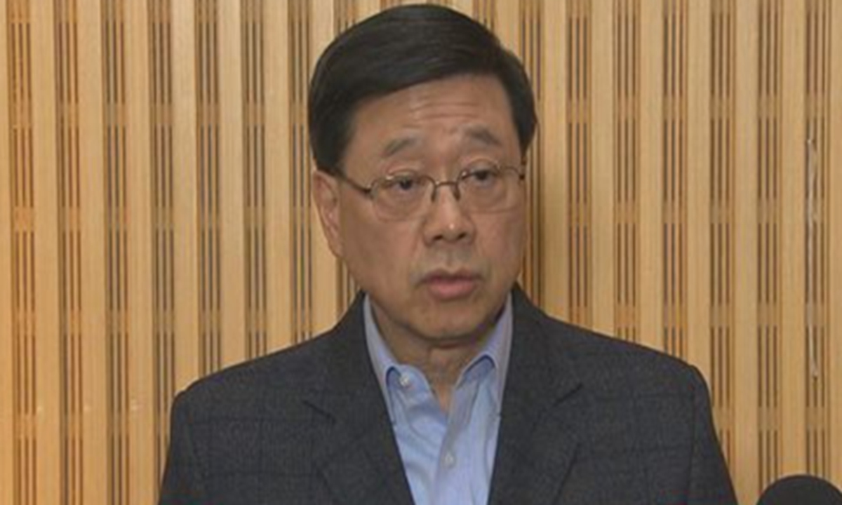 Hong Kong Special Administrative Region Chief Executive John Lee meets the press on November 27, 2025 following the deadly fire at Wang Fu Court in Tai Po Photo: Screenshot of live-streaming of local media