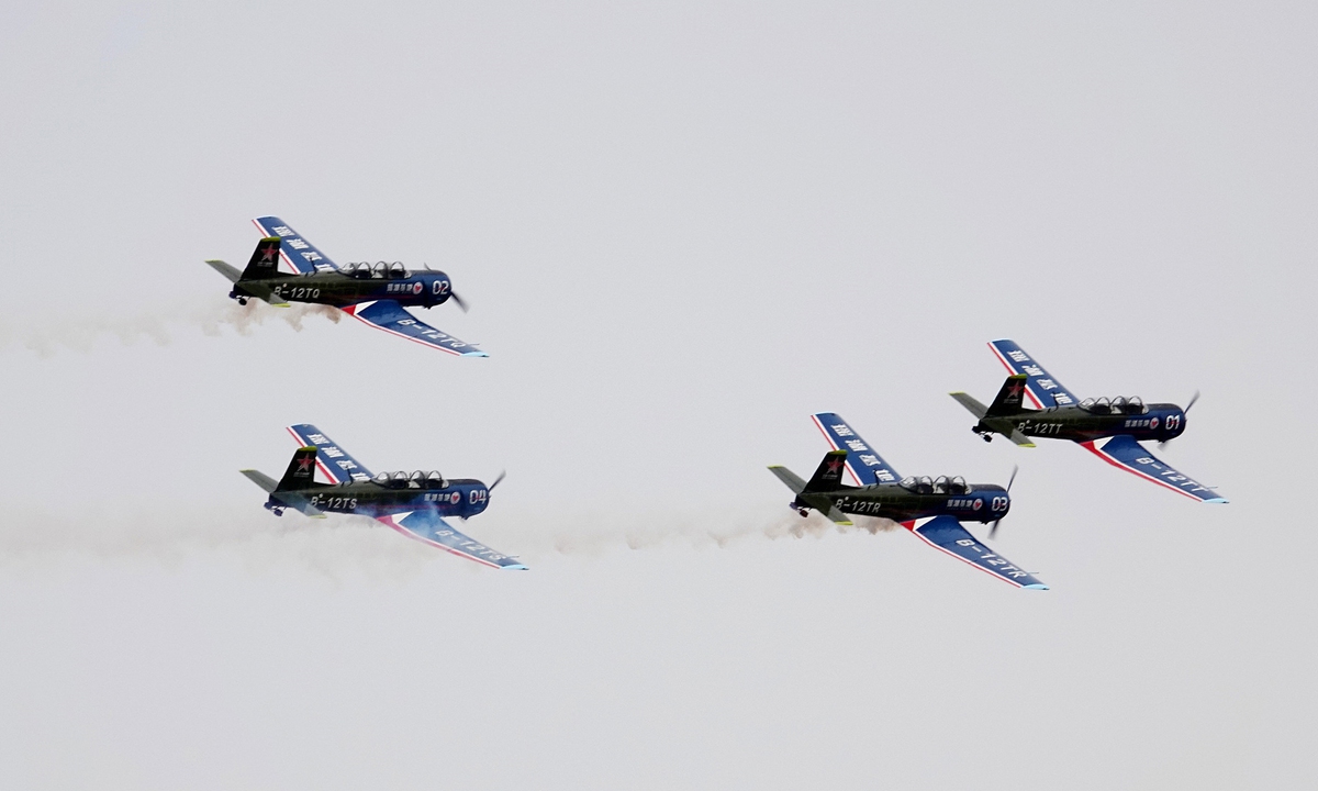 China's Red Star aerobatic team performs at AERO Asia 2025 held in Zhuhai, South China's Guangdong Province, on November 27, 2025. This year's expo attracted over 380 enterprises from 22 countries and regions. Photo: VCG