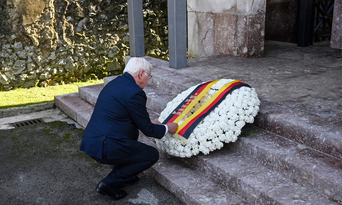 German President Frank-Walter Steinmeier lays a wreath at the cemetery in Guernica, northern Spain, on November 28, 2025, during a ceremony to honor the victims of the 1937 bombing by the Nazi German Condor Legion. Photo: VCG
