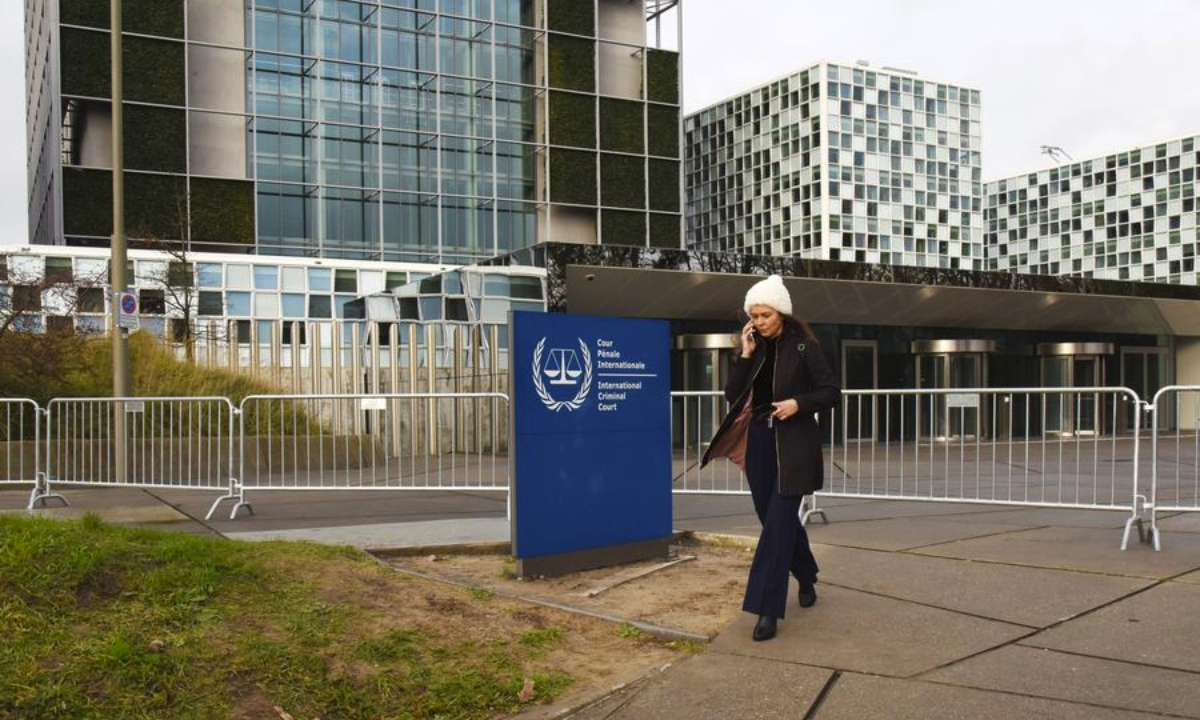 A woman walks past the International Criminal Court (ICC) in the Hague, the Netherlands, Nov. 28, 2025. (Xinhua/Shao Haijun)