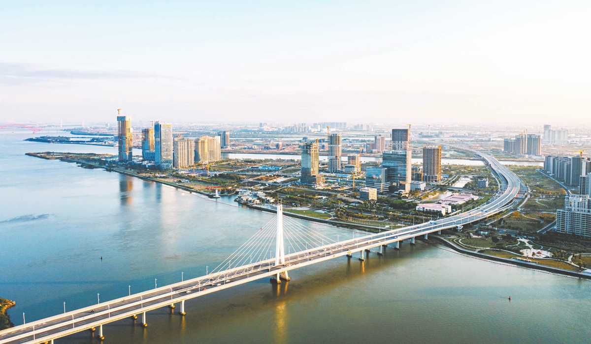 An aerial view of the Nansha Free Trade Zone in Guangzhou, capital of South China's Guangdong Province. Photo: VCG