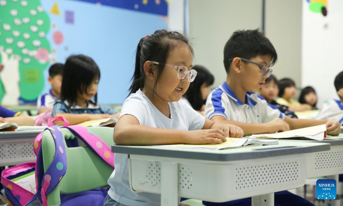 Students attend a Chinese language class at Bowen Chinese School in Yangon, Myanmar, Nov. 27, 2025. (Xinhua/Myo Kyaw Soe)