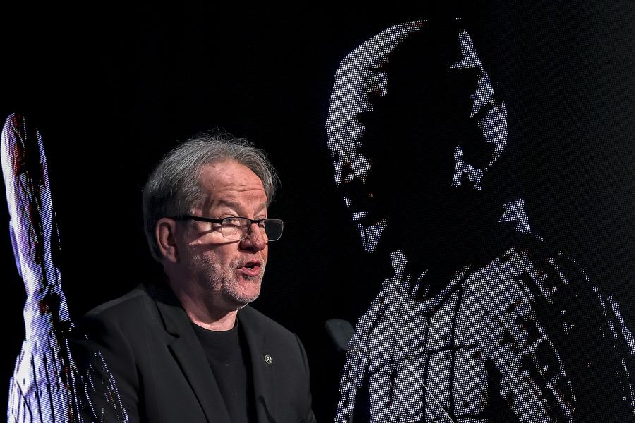 Laszlo Baan, director general of the Museum of Fine Arts, delivers a speech at the opening ceremony of an exhibition of China's Terracotta Warriors in Budapest, Hungary, Nov. 27, 2025.  (Photo by David Balogh/Xinhua)