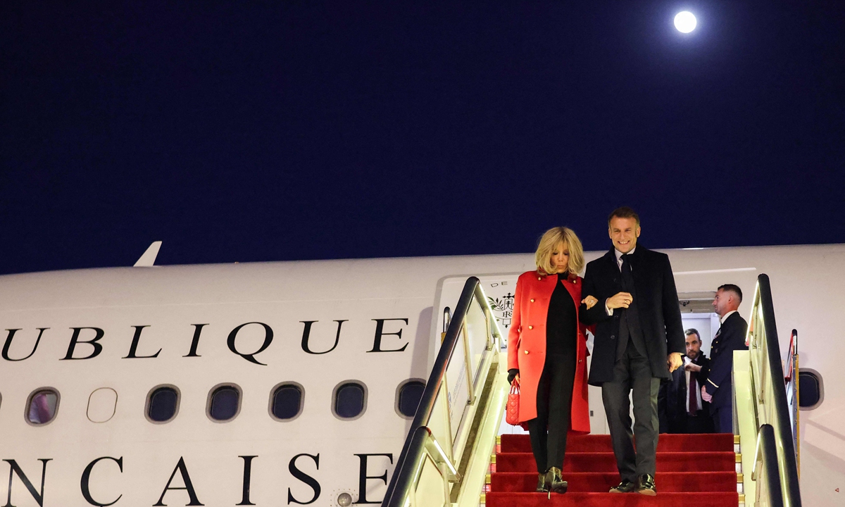 French President Emmanuel Macron arrives in Beijing on December 3, 2025. At the invitation of Chinese President Xi Jinping, Macron arrived here on Wednesday for a state visit to China through Friday. Photo: Xinhua