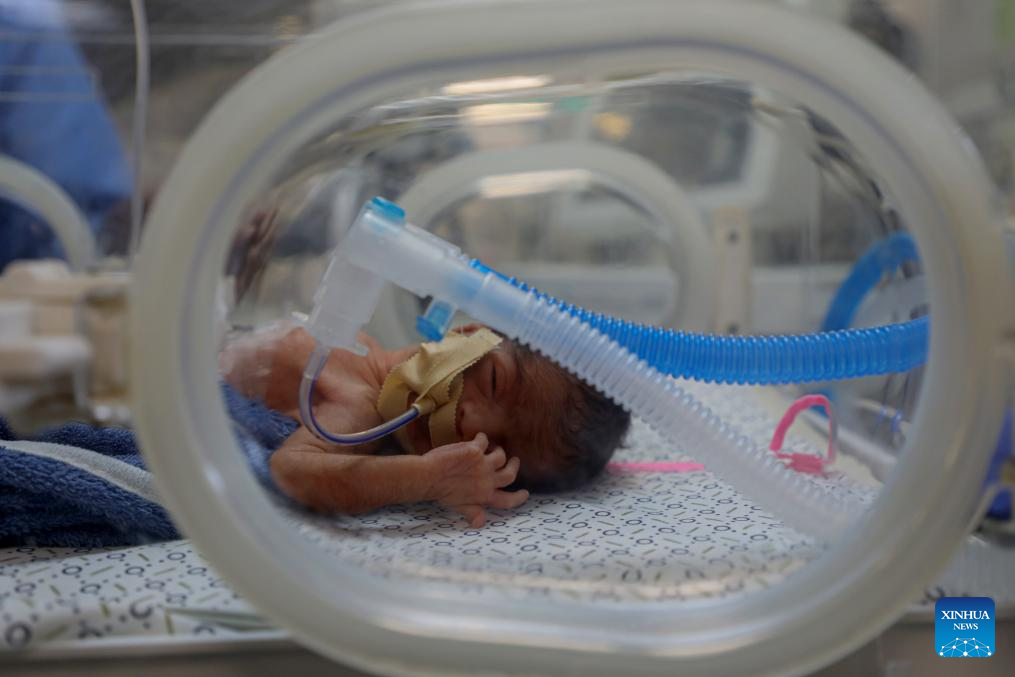 A Palestinian child receives treatment at Nasser Medical Complex in Khan Younis, southern Gaza Strip, on Dec. 1, 2025, while awaiting Israeli permission to travel abroad for critical medical care. (Photo by Rizek Abdeljawad/Xinhua)