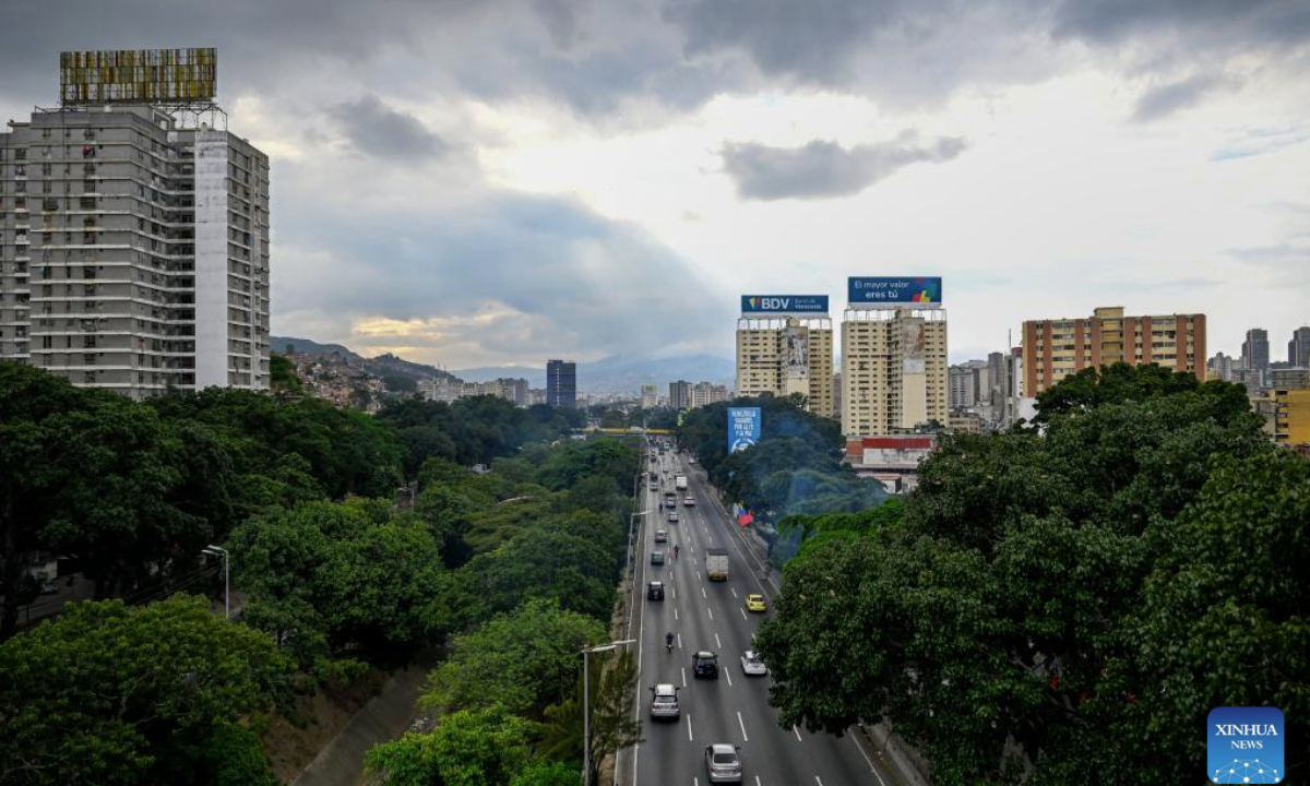 This photo taken on Dec. 2, 2025 shows a city view of Caracas, Venezuela. (Xinhua/Li Muzi)