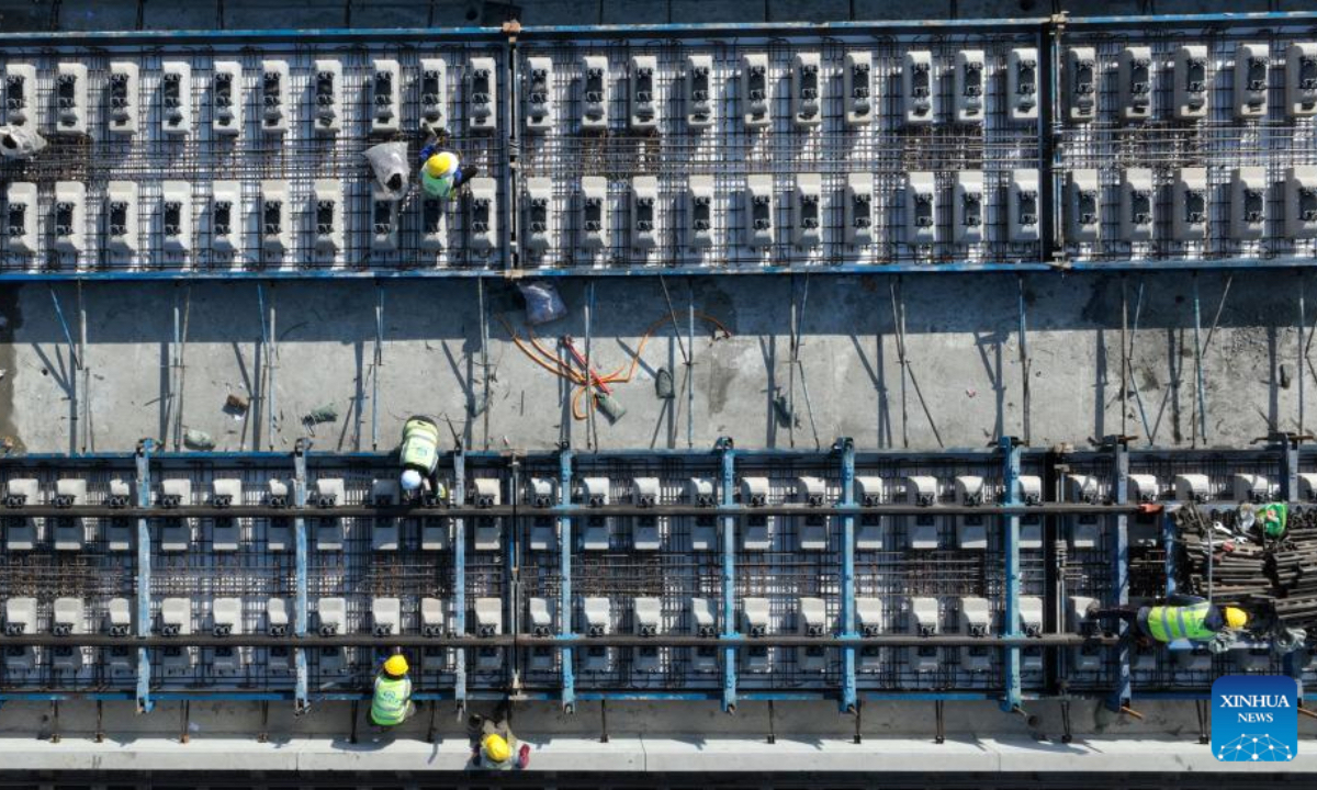 An aerial drone photo taken on Dec. 7, 2025 shows a construction site of Chongqing-Kunming High-Speed Railway in Zhaotong, southwest China's Yunnan Province. (Photo by Zhang Guangyu/Xinhua)