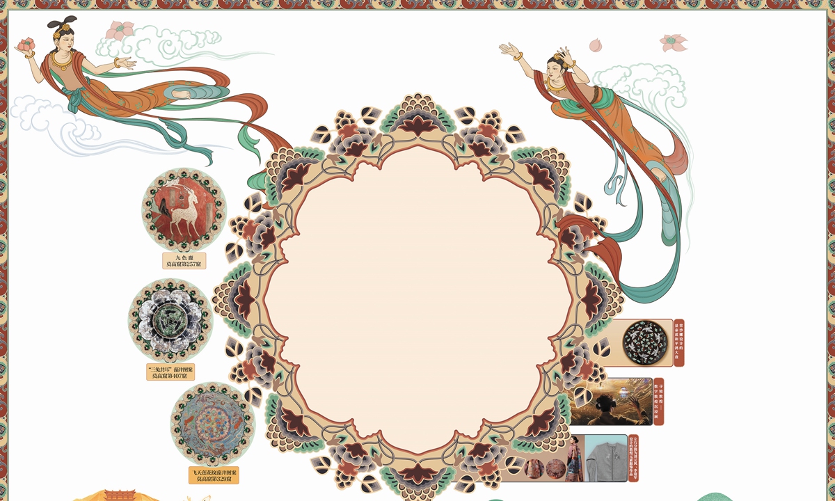 An artwork featuring hand-painted ancient motifs Photo: Courtesy of Academy of Arts & Design, Tsinghua University