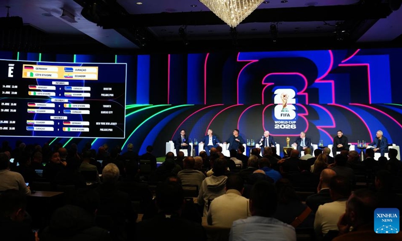 Photo taken on Dec. 6, 2025 shows the general view of the unveiling of the match schedule for the FIFA World Cup 2026 in Washington, D.C., the United States, on Dec. 6, 2025. (Xinhua/Jia Haocheng)