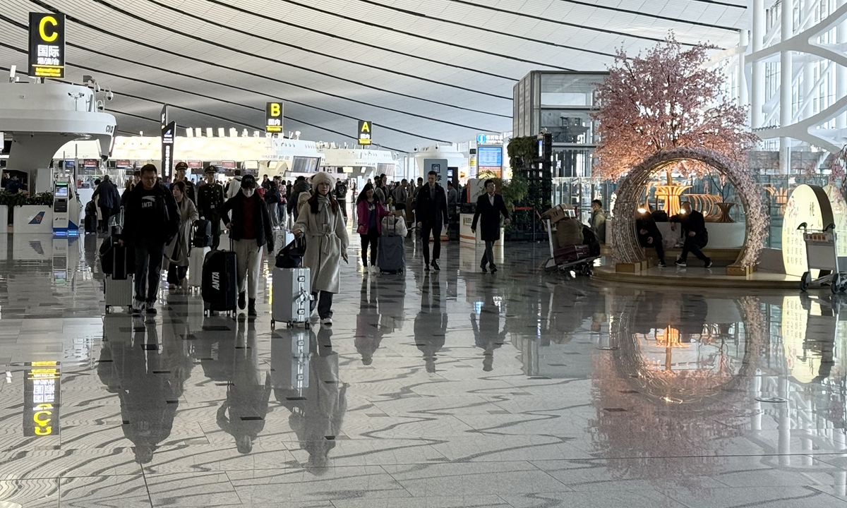 Passengers at the Beijing Daxing International Airport on December 7, 2025 Photo: Courtesy of Beijing Daxing International Airport