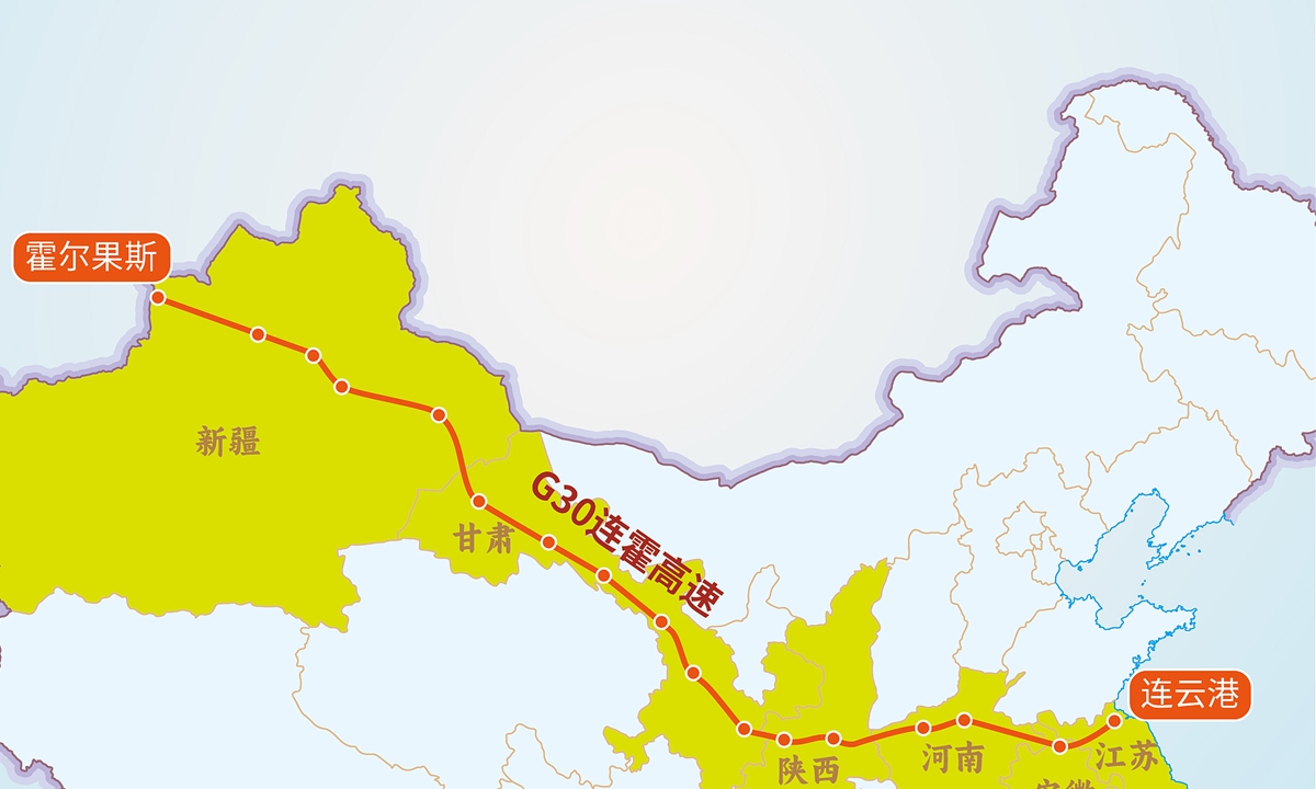 The Lianyungang-Horgos expressway. Photo: VCG