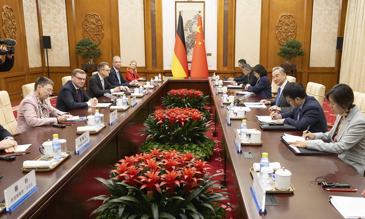 Chinese Foreign Minister Wang Yi meets German Foreign Minister Johann Wadephul on December 9, 2025, in Beijing. Photo: VCG

 
