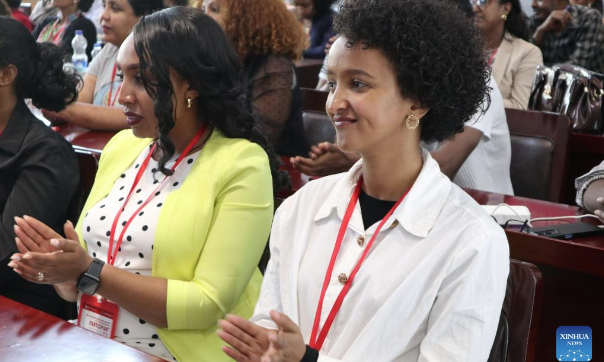 Trainees attend the launching event of the Global Female Entrepreneurship Empowerment Program Workshop in Addis Ababa, Ethiopia, on Dec. 8, 2025.(Xinhua/Liu Fangqiang)