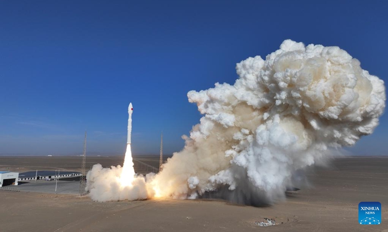 The Lijian-1, also known as Kinetica-1 Y11, carrier rocket carrying 9 satellites, including one from the United Arab Emirates, blasts off from the Dongfeng commercial space innovation pilot zone near the Jiuquan Satellite Launch Center in northwest China, Dec. 10, 2025. The rocket blasted off at 12:03 p.m. (Beijing Time) and successfully sent the satellites into their planned orbits. (Photo by Wang Jiangbo/Xinhua)