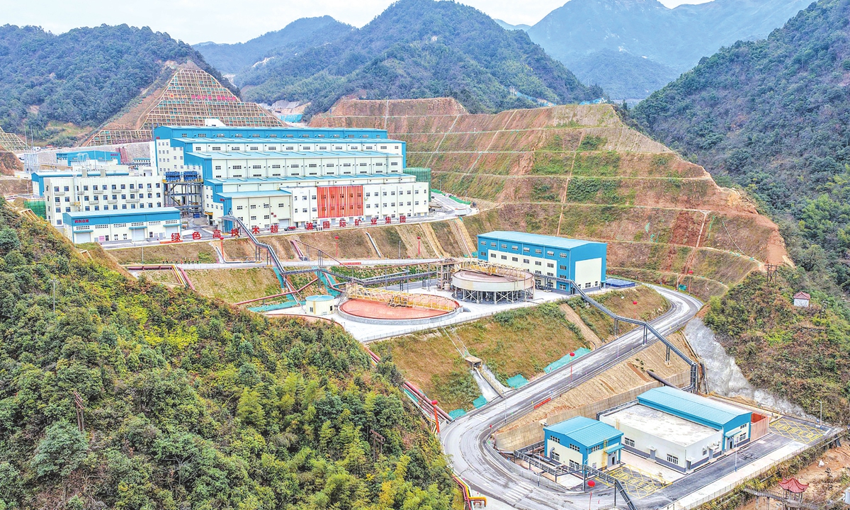 Production facilities at the 5 million ton per year mining and processing site of the Xiangyuan Lithium Polymetallic Mine of Hunan Zijin Lithium Co in Yongzhou, Central China's Hunan Province, on December 10, 2025. Photo: VCG