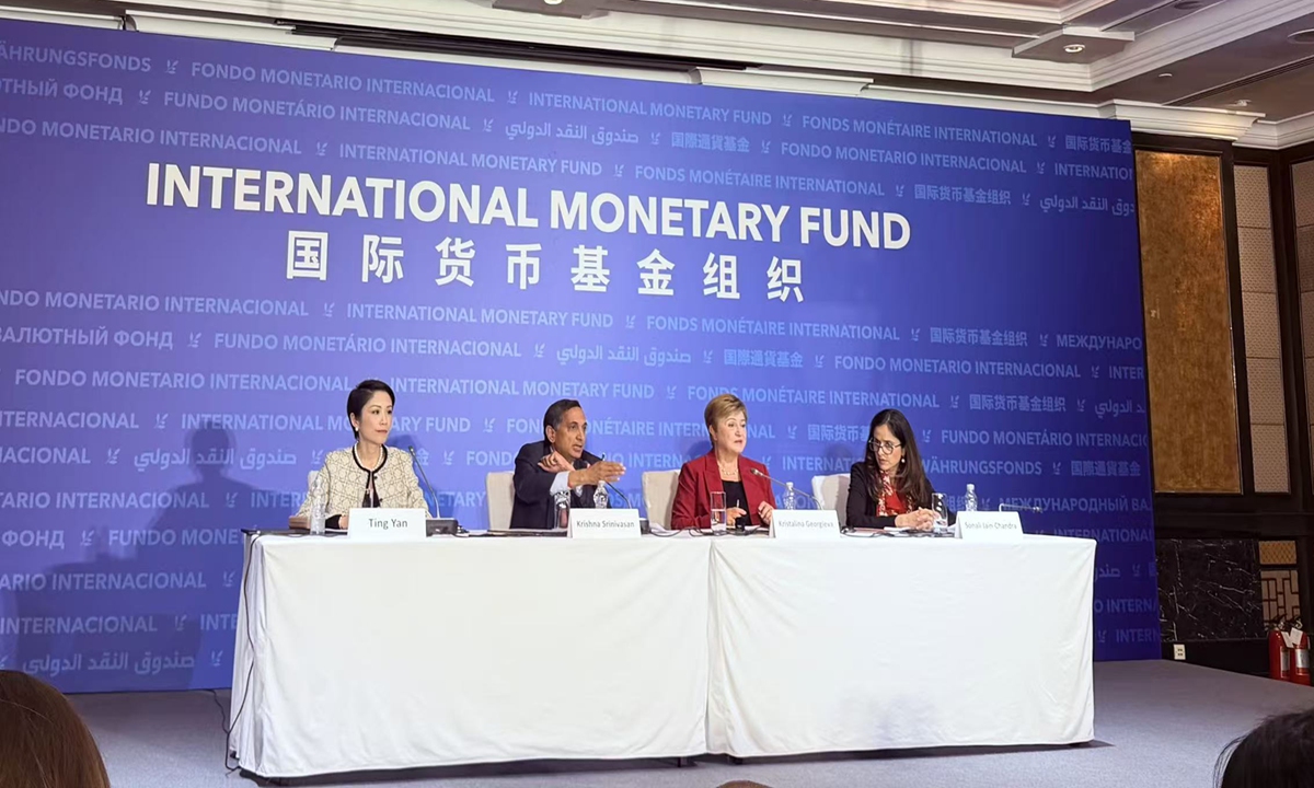 IMF Managing Director Kristalina Georgieva speaks at a press conference in Beijing on December 10, 2025.Photo: Ma Tong/GT