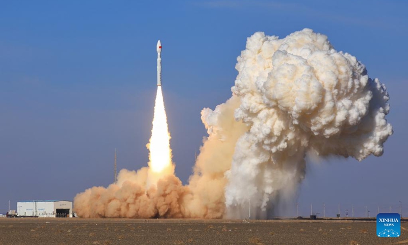 The Lijian-1, also known as Kinetica-1 Y11, carrier rocket carrying 9 satellites, including one from the United Arab Emirates, blasts off from the Dongfeng commercial space innovation pilot zone near the Jiuquan Satellite Launch Center in northwest China, Dec. 10, 2025. The rocket blasted off at 12:03 p.m. (Beijing Time) and successfully sent the satellites into their planned orbits. (Photo by Li Yunxi/Xinhua)