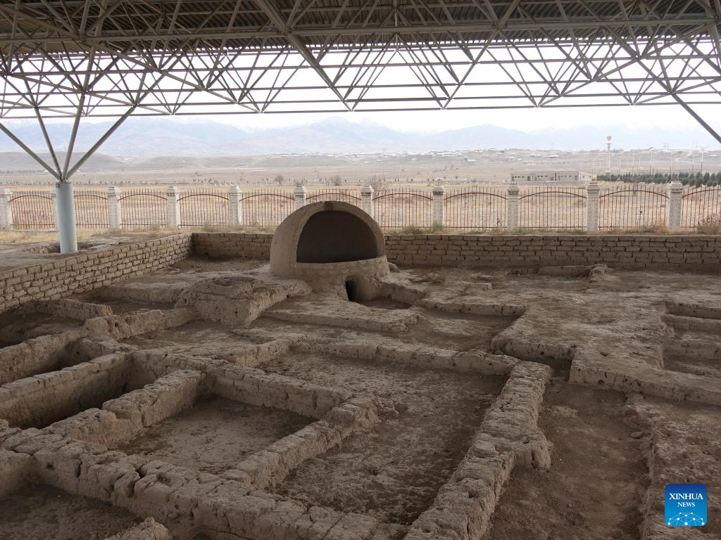 This photo taken on Dec. 11, 2025 shows a view of the proto-urban site of Sarazm in Tajikistan. Sarazm, which means where the land begins, is an archaeological site bearing testimony to the development of human settlements in Central Asia, from the 4th millennium BC to the end of the 3rd millennium BC. The site was inscribed on the UNESCO World Heritage List in 2010. (Xinhua/An Xiaomeng)