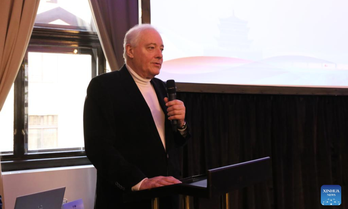 Richard Hlavaty, director of the Department of Non-European Countries at the Czech Republic's Ministry of Industry and Trade, speaks at China (Shaanxi) - Czech Republic Economic and Trade Cooperation Exchange Conference in Prague, the Czech Republic, Dec. 11, 2025. (Photo by Helena Kocova/Xinhua)