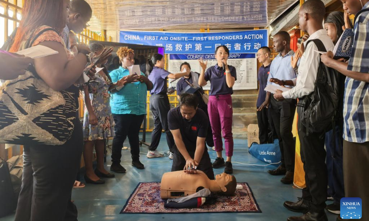 Members of the 26th batch of the Chinese medical team in Sierra Leone offer cardiopulmonary resuscitation (CPR) training to local trainees in Freetown, Sierra Leone, Dec. 11, 2025. The Chinese medical team on Thursday conducted the second-phase training under its Traditional Chinese Medicine (TCM) appropriate techniques program for medical students at the Sierra Leone Pingkang Dental College in the capital.

The session focused on TCM skills and the life-saving cardiopulmonary resuscitation (CPR), with the participation of 15 nurses and 60 students. (The 26th batch of the Chinese medical team to Sierra Leone/Handout via Xinhua)