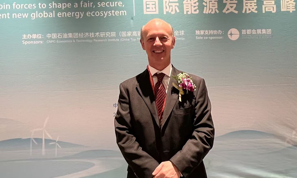 Andrea Stegher, president of International Gas Union, talks to the Global Times on the sidelines of the 2025 International Energy Executive Forum in Beijing on December 11, 2025. Photo: Chu Daye/GT