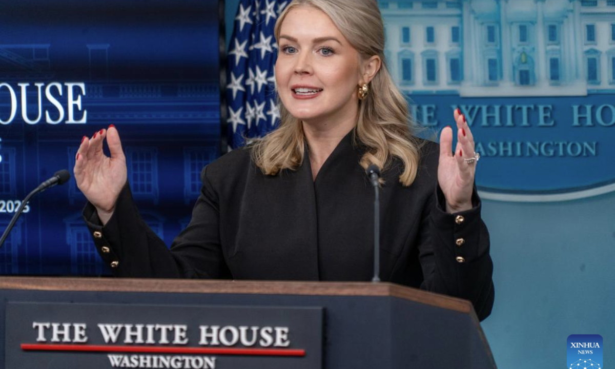White House Press Secretary Karoline Leavitt attends a daily press briefing at the White House in Washington, D.C., the United States, on Dec. 11, 2025. (Photo by Li Yuanqing/Xinhua)