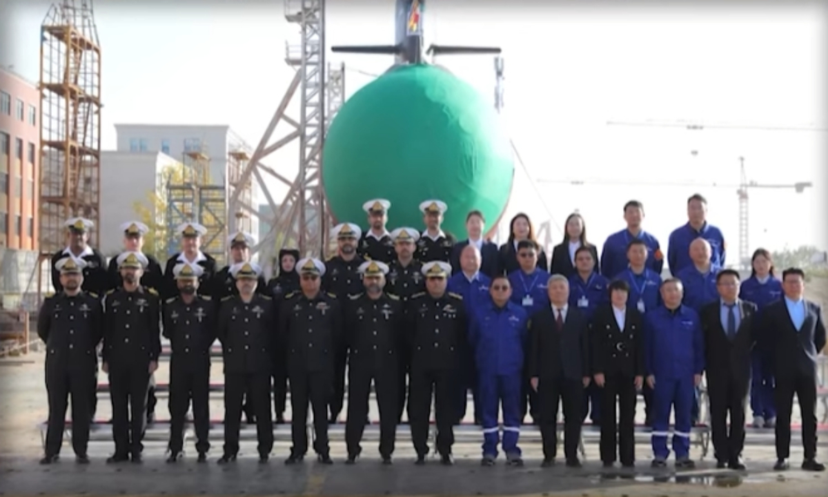 The fourth Hangor-class submarine of Pakistan Navy is launched in Wuhan, Central China's Hubei Province, the Pakistan Navy announces on December 17, 2025. Photo: Screenshot from the official X account of the Pakistan Navy