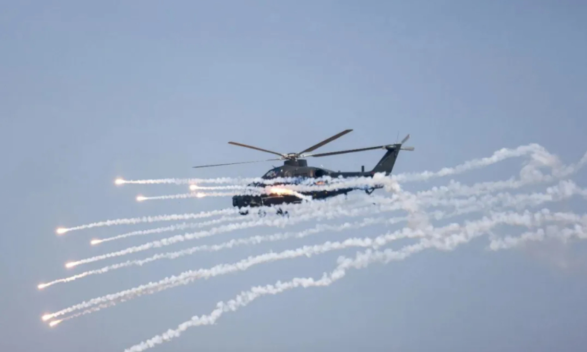 A Z-10 attack helicopter of the Chinese People’s Liberation Army (PLA) participates in the China-Pakistan Warrior-IX joint counterterrorism exercise in Pakistan in December 2025. Photo: Screenshot from China Military Bugle, an official media account under the PLA News Media Center