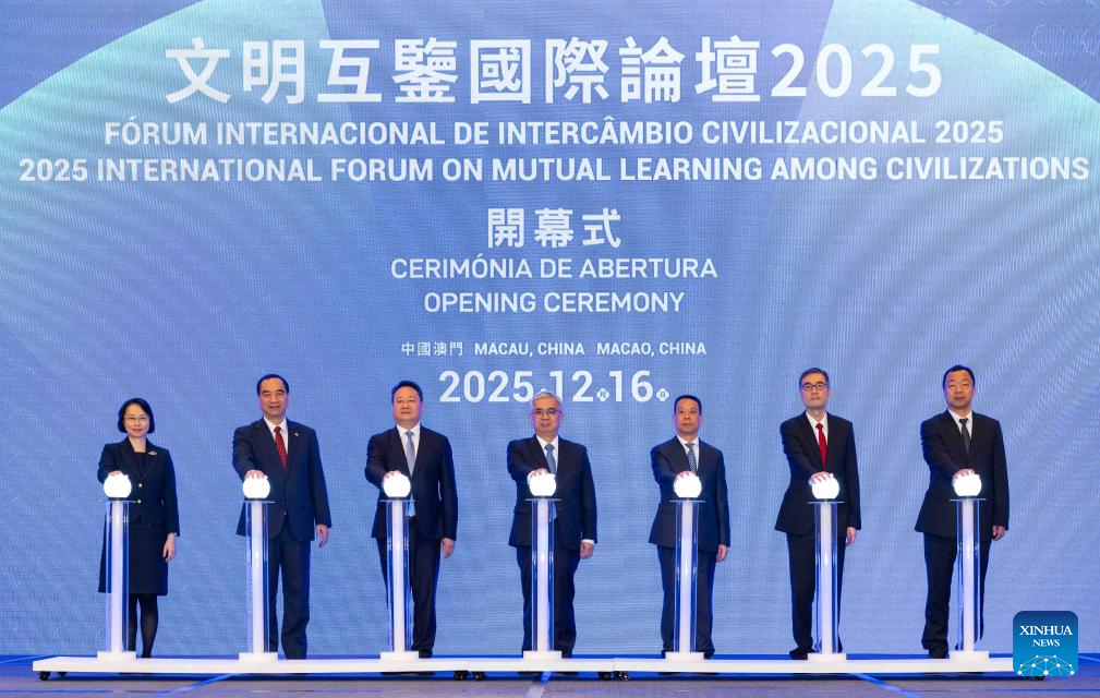 Guests attend the opening ceremony of the 2025 International Forum on Mutual Learning among Civilizations in Macao, south China, Dec. 16, 2025. (Xinhua/Cheong Kam Ka)