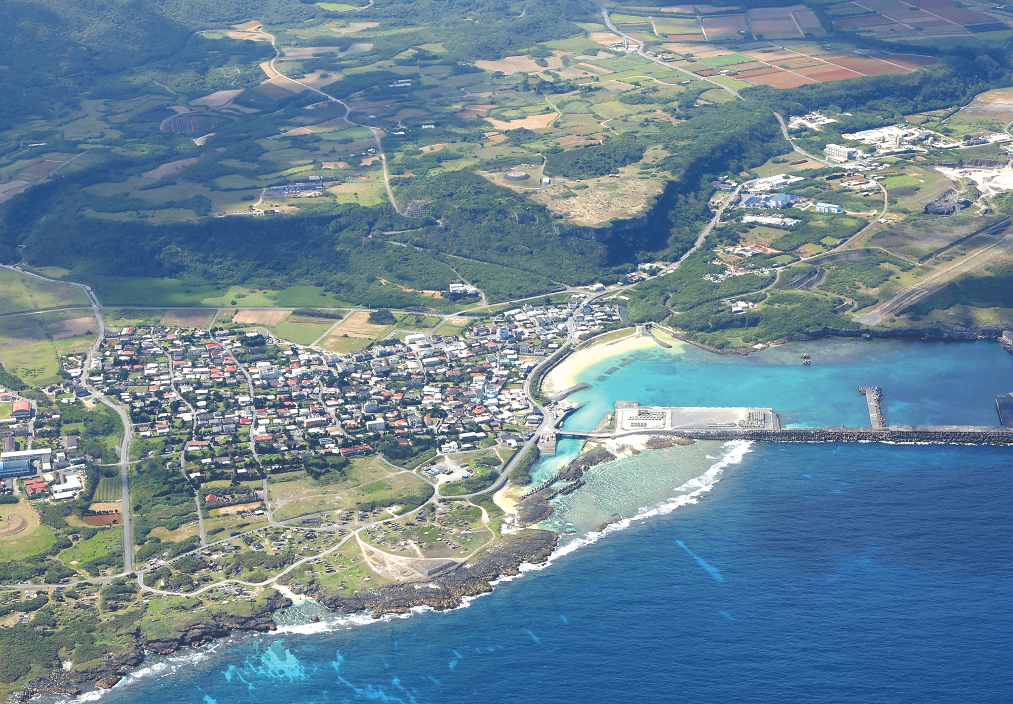 An aerial view of a village on Yonaguni island, Okinawa Prefecture, Japan Photos on this page: VCG